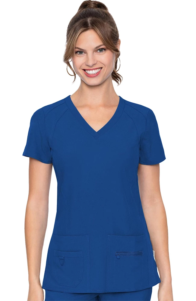 Med Couture Women's Refined V-Neck Solid Scrub Top