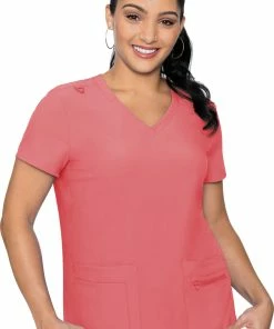 Med Couture Clearance Women's Knit Back Solid Scrub Top