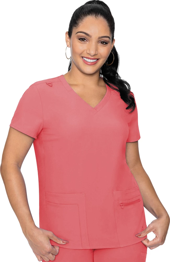 Med Couture Clearance Women's Knit Back Solid Scrub Top