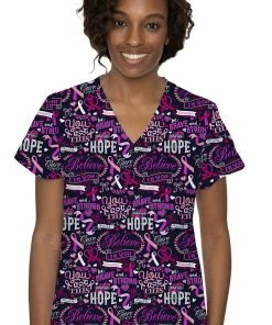 Med Couture Women's Vicky Awareness Print Scrub Top