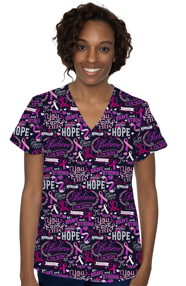 Med Couture Women's Vicky Awareness Print Scrub Top