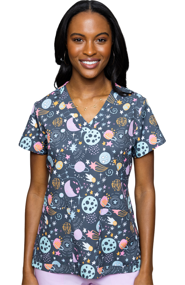 Women's Vicky Cosmic Cuteness Print Scrub Top Med Couture Women's Vicky Cosmic Cuteness Print Scrub Top -Silverts-shop 1 pe 8564 printcmc 650