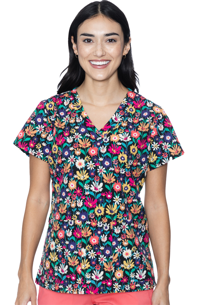 Women's Vicky Daisy Fields Print Scrub Top Med Couture Women's Vicky Daisy Fields Print Scrub Top -Silverts-shop 1 pe 8564 printdsf 650
