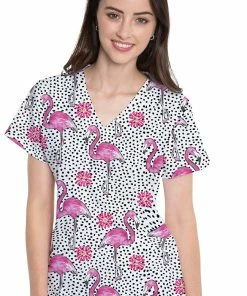 Med Couture Women's Vicky Flamingo Flock Print Top