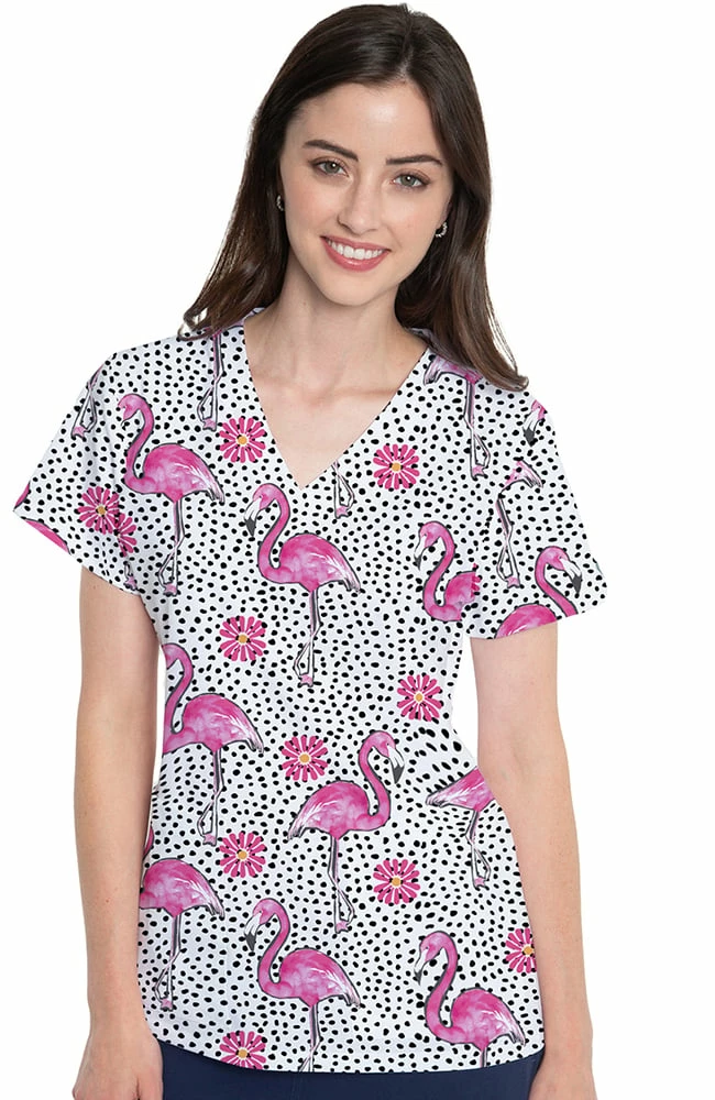 Med Couture Women's Vicky Flamingo Flock Print Top
