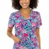 Med Couture Women's Vicky Floral Tropical Print Scrub Top