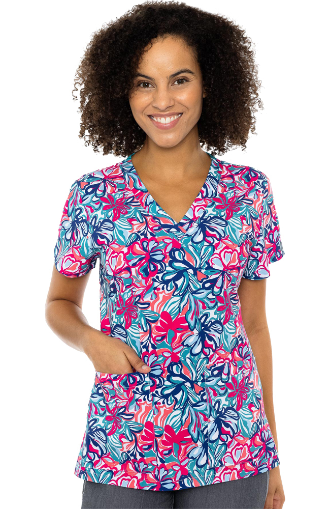 Women's Vicky Floral Tropical Print Scrub Top Med Couture Women's Vicky Floral Tropical Print Scrub Top -Silverts-shop 1 pe 8564 printflt 650