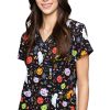 Med Couture Women's Vicky Halloween Party Print Scrub Top -Silverts-shop 1 pe 8564 printhwp 650