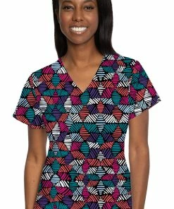 Med Couture Women's Vicky Modern Geo Print Top