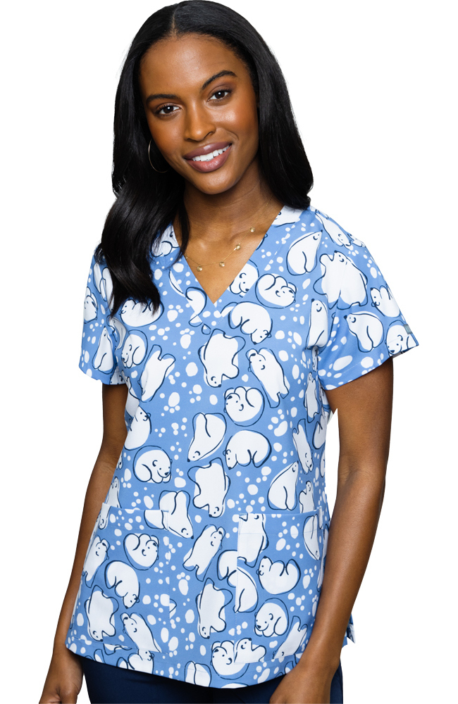 Women's Vicky Snowball Print Scrub Top Med Couture Women's Vicky Snowball Print Scrub Top -Silverts-shop 1 pe 8564 printswb 650