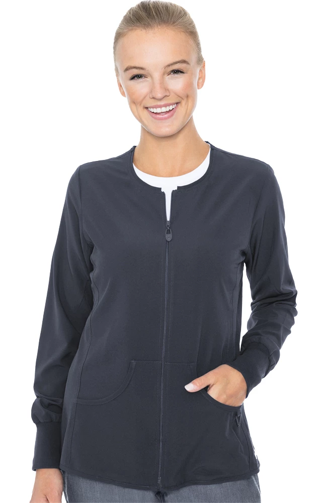 Med Couture Clearance Women's Warm Terrain Zip Up Solid Scrub Jacket