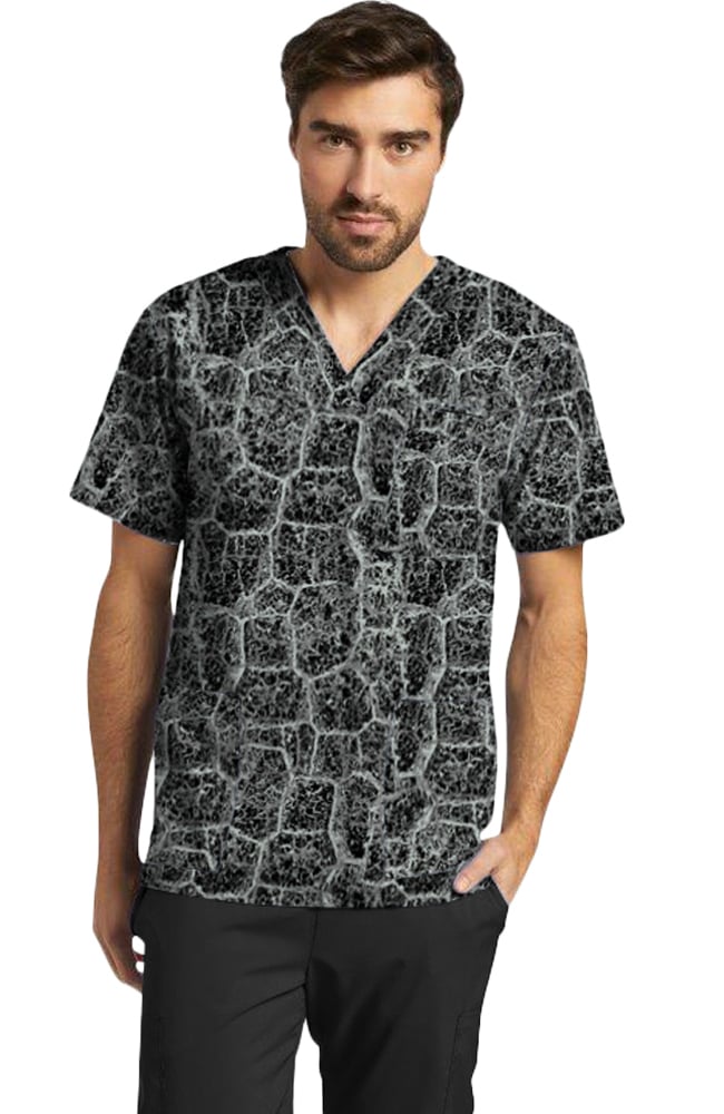Clearance Men's River Stone Black Print Scrub Top White Cross Clearance Men's River Stone Black Print Scrub Top -Silverts-shop 1 wc 2263 printclearancersb 650