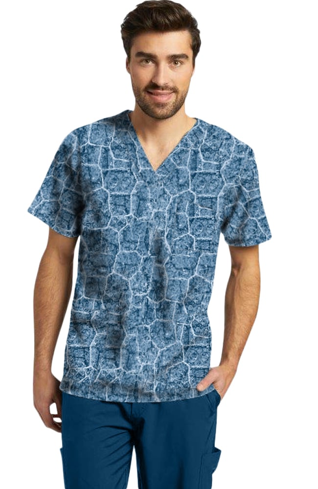 Clearance Men's River Stone Navy Print Scrub Top White Cross Clearance Men's River Stone Navy Print Scrub Top -Silverts-shop 1 wc 2263 printclearancerst 650