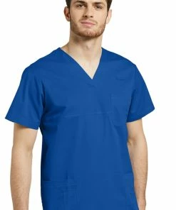 White Cross Clearance Men's V-Neck Yoke Solid Scrub Top