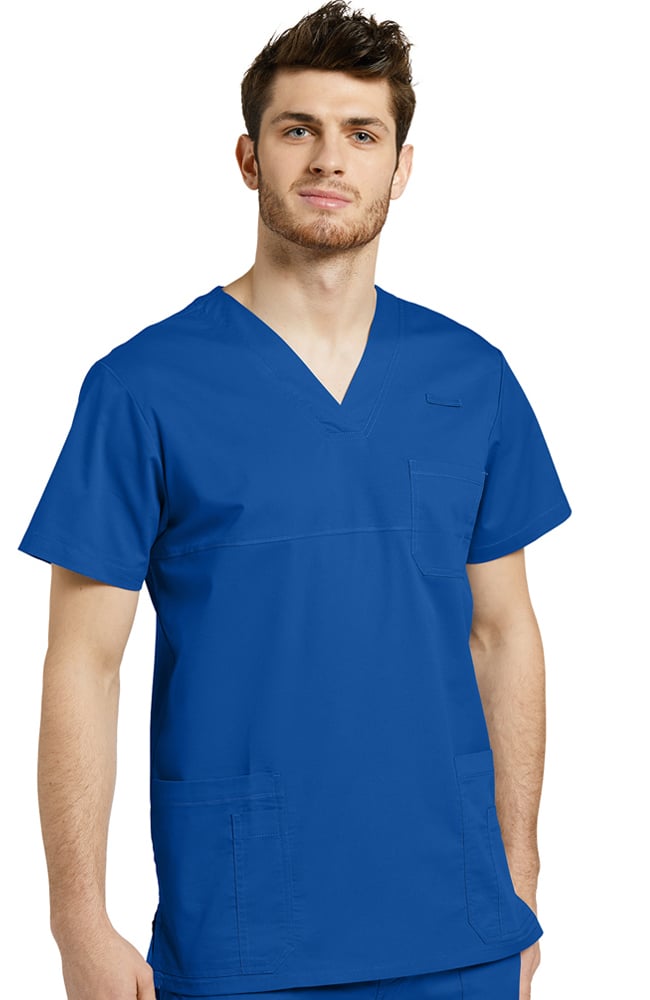 Clearance Men's V-Neck Yoke Solid Scrub Top White Cross Clearance Men's V-Neck Yoke Solid Scrub Top -Silverts-shop 1 wc 2265 clearance 650
