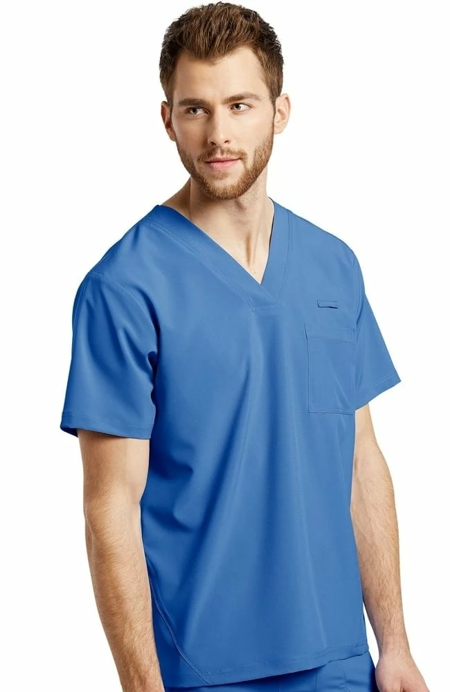 White Cross Men's V-Neck Solid Scrub Top