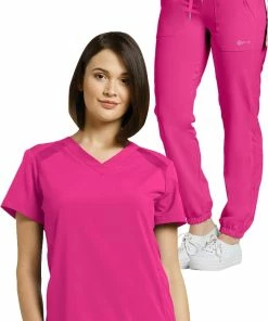White Cross Women's V-Neck Solid Scrub Top & Jogger Scrub Pant
