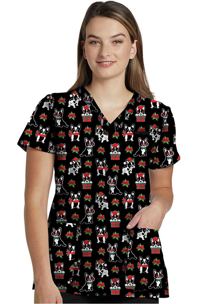 Clearance Women's Boston Holiday Print Scrub Top White Cross Clearance Women's Boston Holiday Print Scrub Top -Silverts-shop 1 wc 618 printclearancebhd 650