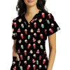 White Cross Clearance Women's Cosy Drinks Print Scrub Top -Silverts-shop 1 wc 618 printclearancecds 650