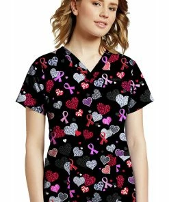White Cross Clearance Women's Fierce Hope Print Scrub Top