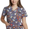 White Cross Clearance Women's Happy Pets Pewter Print Scrub Top 2 White Cross Clearance Women's Happy Pets Pewter Print Scrub Top -Silverts-shop 1 wc 618 printclearancehpt 650