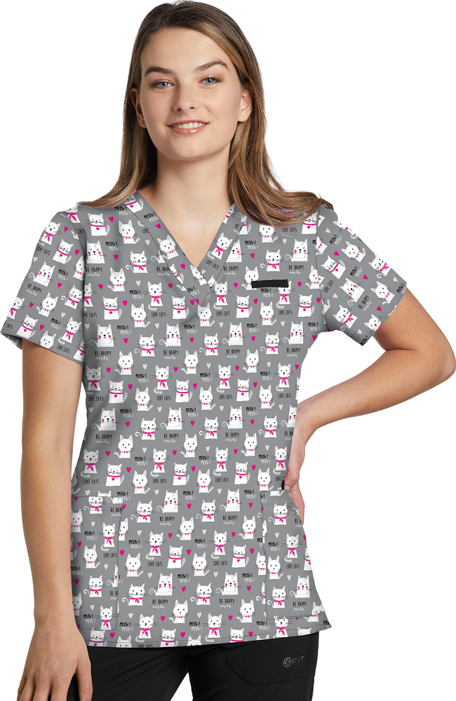 Clearance Women's Love Cats Print Scrub Top White Cross Clearance Women's Love Cats Print Scrub Top -Silverts-shop 1 wc 618 printclearanceloc 650