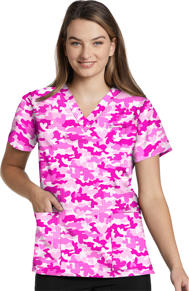 Clearance Women's Love Rose Camo Print Scrub Top White Cross Clearance Women's Love Rose Camo Print Scrub Top -Silverts-shop 1 wc 618 printclearancelrc 650