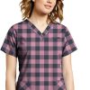 White Cross Clearance Women's Orchid Plaid Print Scrub Top -Silverts-shop 1 wc 618 printclearanceocp 650