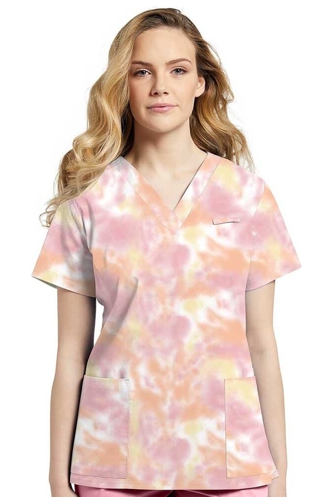 Clearance Women's Pink Tie Dye Print Scrub Top White Cross Clearance Women's Pink Tie Dye Print Scrub Top -Silverts-shop 1 wc 618 printclearanceptd 650
