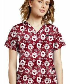 White Cross Clearance Women's Stay Cozy Print Scrub Top
