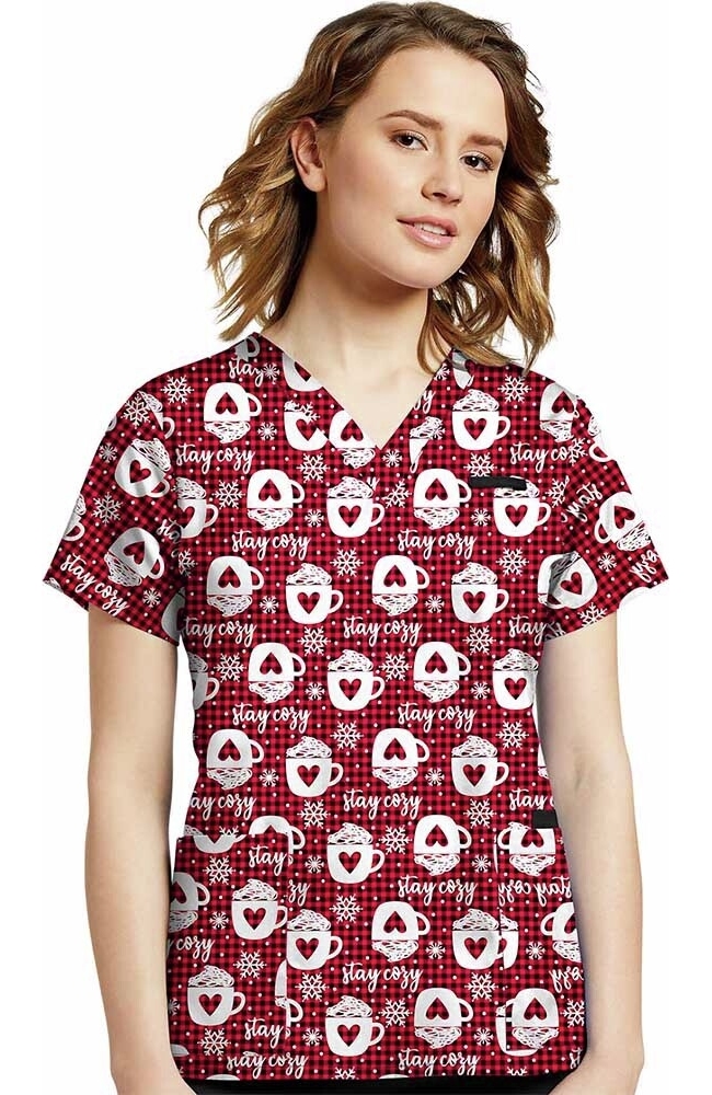 Clearance Women's Stay Cozy Print Scrub Top White Cross Clearance Women's Stay Cozy Print Scrub Top -Silverts-shop 1 wc 618 printclearancescz 650