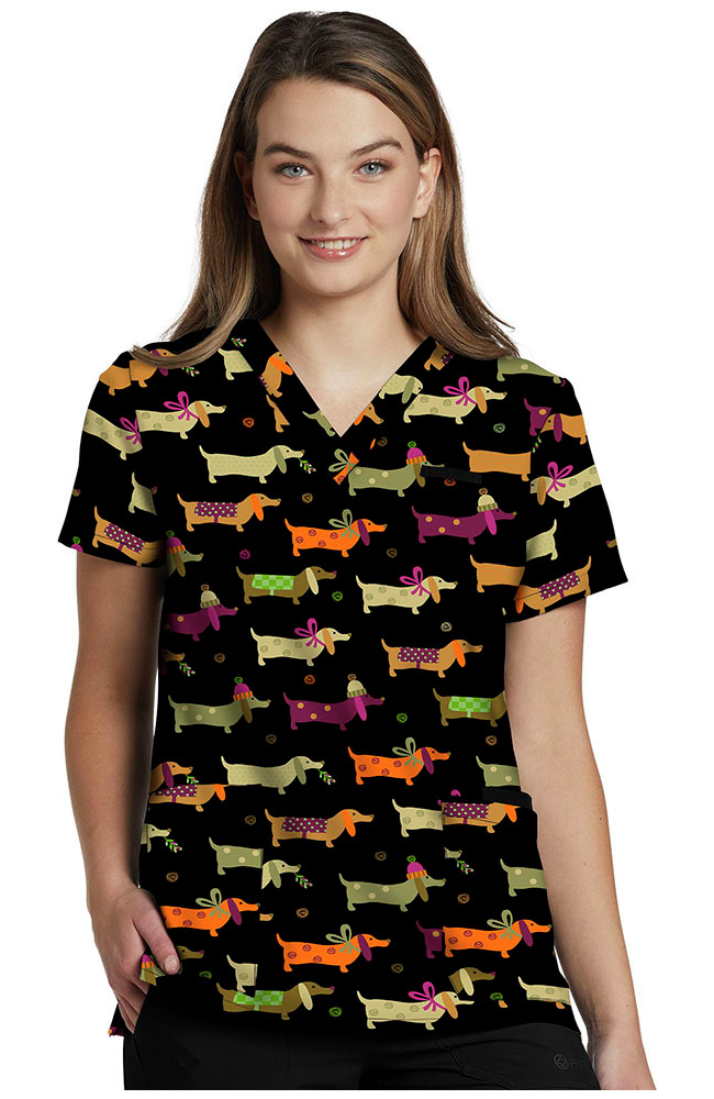 Clearance Women's Teckle Toques Print Scrub Top White Cross Clearance Women's Teckle Toques Print Scrub Top -Silverts-shop 1 wc 618 printclearancetkt 650