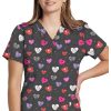 White Cross Women's V-Neck Puppy Love Print Scrub Top -Silverts-shop 1 wc 618 printppl 650