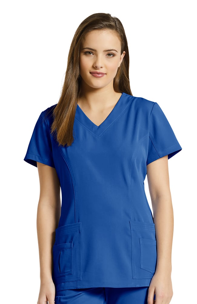 White Cross Women's Shaped V-Neck Solid Scrub Top With Pockets 3 White Cross Women's Shaped V-Neck Solid Scrub Top With Pockets
