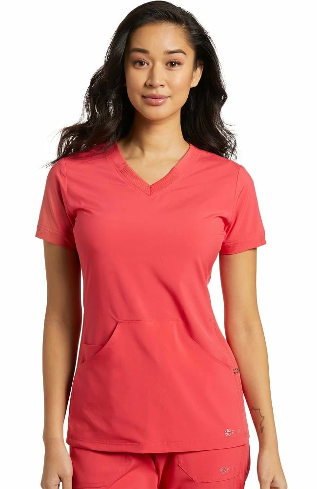 White Cross Women's V-Neck Kangaroo Pocket Solid Scrub Top