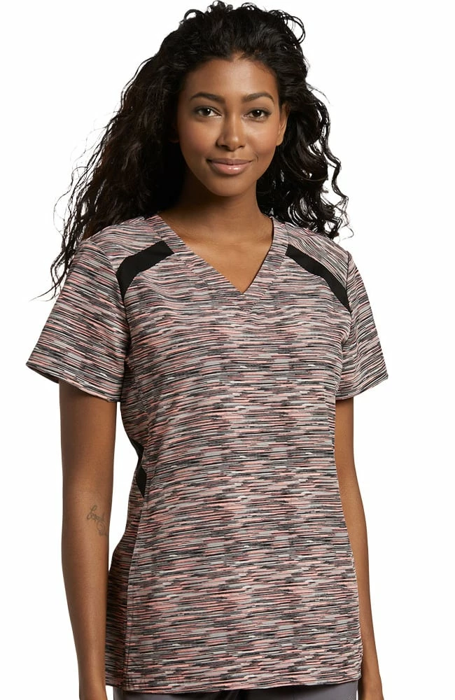 White Cross Clearance Women's V-Neck Space Dye Print Scrub Top