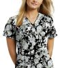 White Cross Clearance Women's Black Flowers Print Scrub Top -Silverts-shop 1 wc 755 printclearanceblf 650