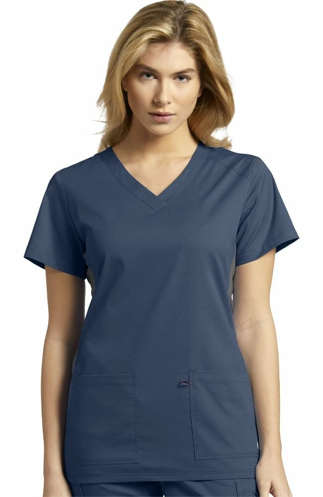 White Cross Women's Contrast Side Panel Solid Scrub Top