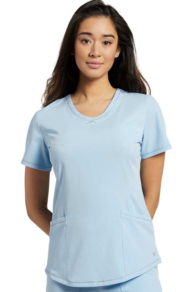 Women's Round V-Neck Stitched Solid Scrub Top White Cross Women's Round V-Neck Stitched Solid Scrub Top -Silverts-shop 1 wc 782 650