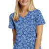 White Cross Clearance Women's Blue Posies Print Scrub Top -Silverts-shop 1 wc 782 printclearancebps 650