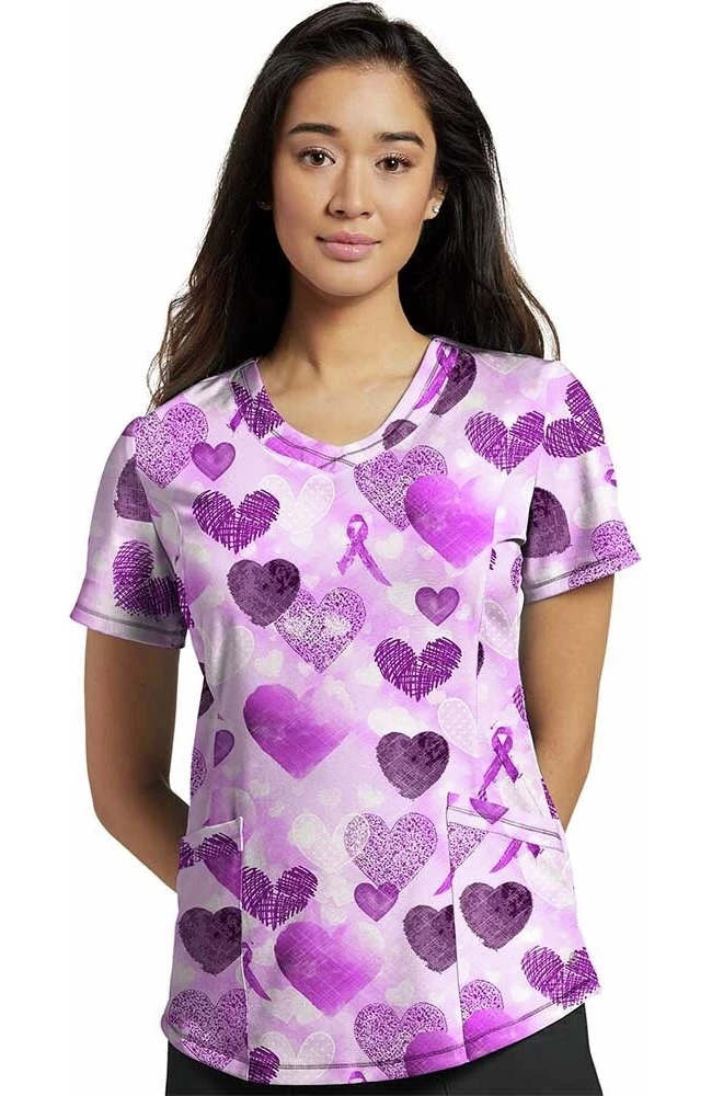 White Cross Clearance Women's Power Of Love Print Scrub Top
