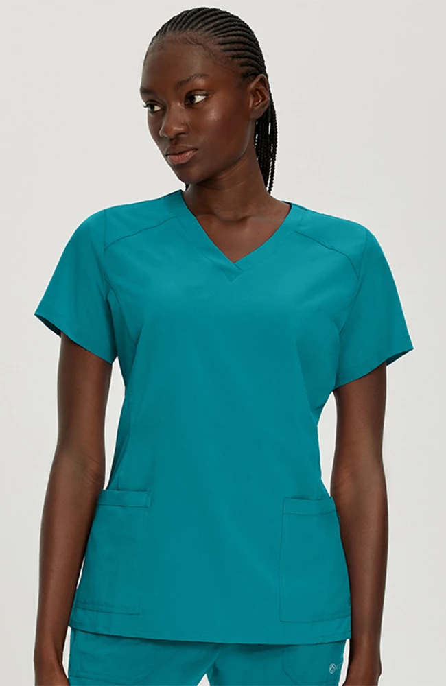 White Cross Women's V-Neck Solid Scrub Top