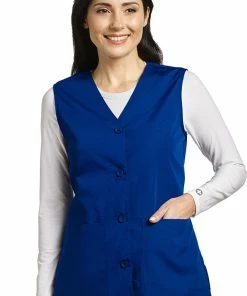 White Cross Women's Button Front Solid Scrub Vest