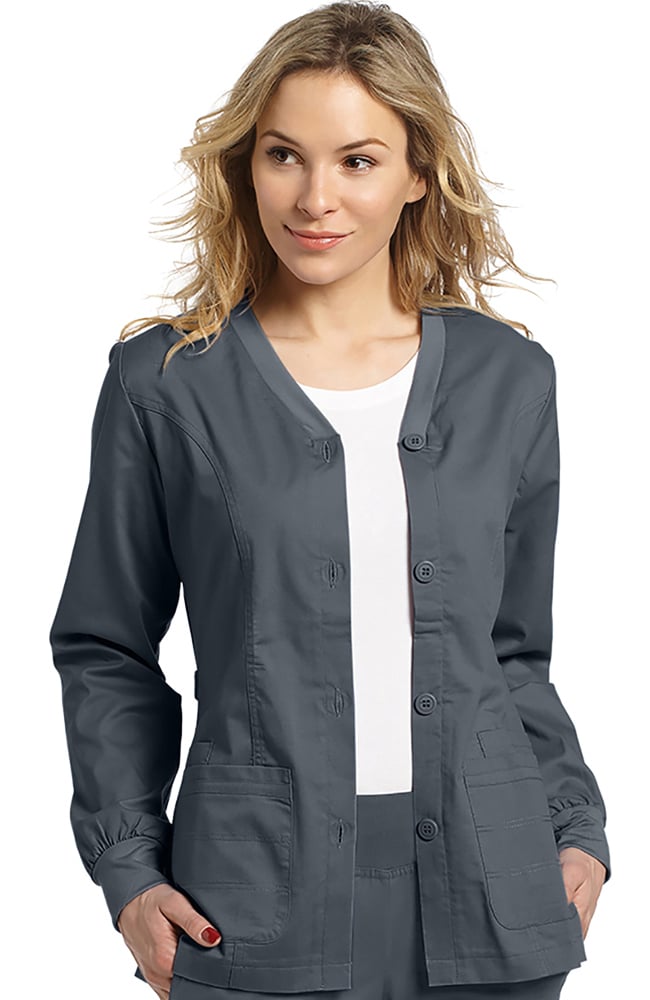 Clearance Women's Button Front Cardigan Warm Up Scrub Jacket White Cross Clearance Women's Button Front Cardigan Warm Up Scrub Jacket -Silverts-shop 1 wc 949 clearance 650