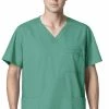 WonderWORK Clearance Men's V-Neck Solid Scrub Top