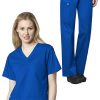 WonderWORK Women's V-Neck Solid Scrub Top & Elastic Waist Scrub Pant Set -Silverts-shop 1 wk 23set 650