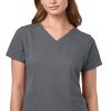 WonderWink Clearance Women's Contoured V-Neck Solid Scrub Top -Silverts-shop 1 wk 6128 clearance 650