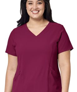 WonderWink Women's V-Neck 4 Pocket Solid Scrub Top