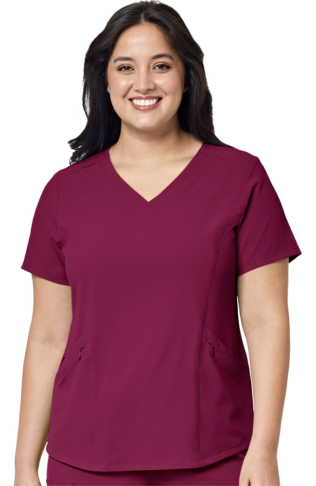 Women's V-Neck 4 Pocket Solid Scrub Top WonderWink Women's V-Neck 4 Pocket Solid Scrub Top -Silverts-shop 1 wk 6134 650