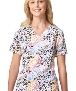 WonderWink Clearance Women's Been Spotted Print Scrub Top